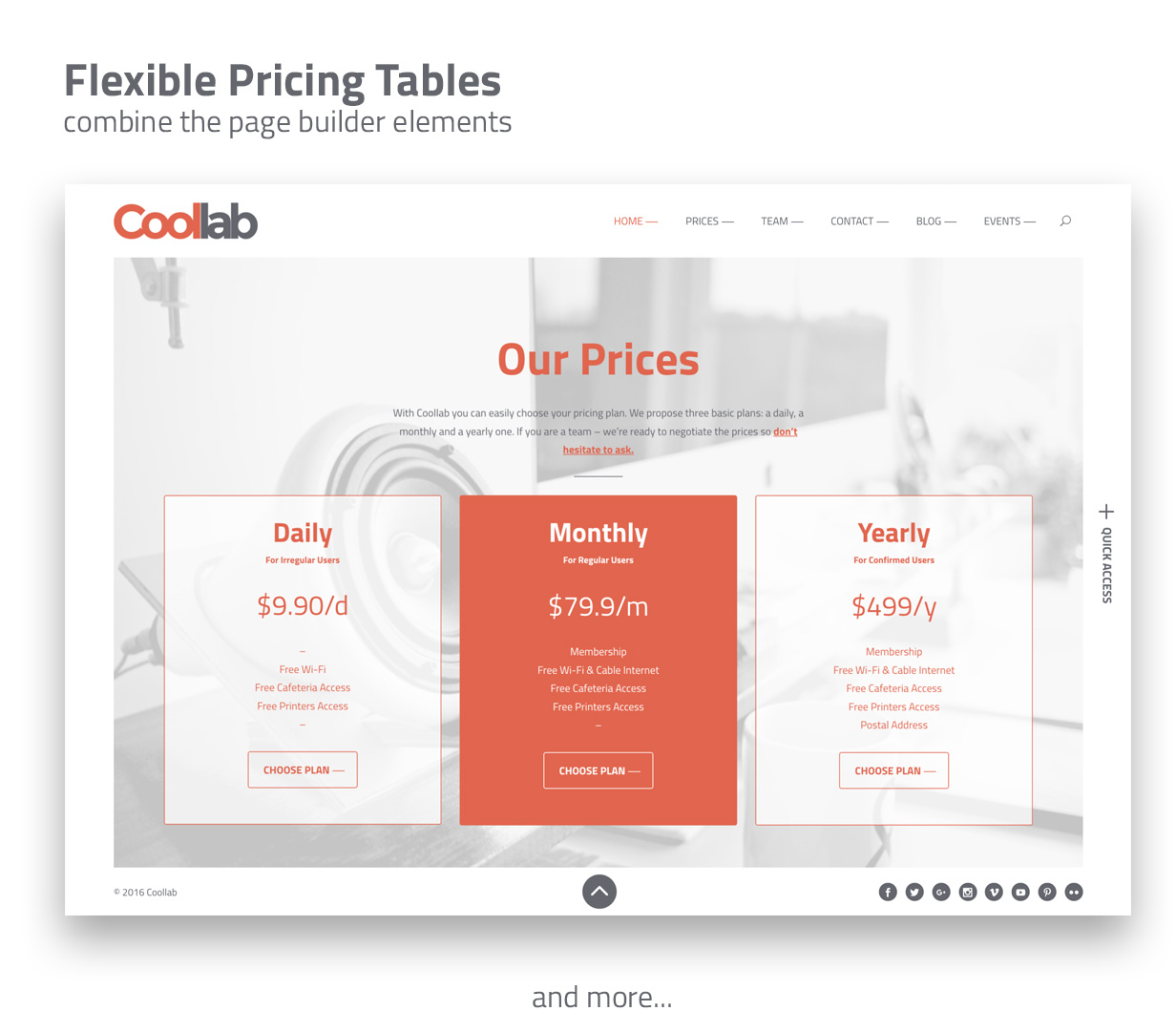 Display pricing tables.