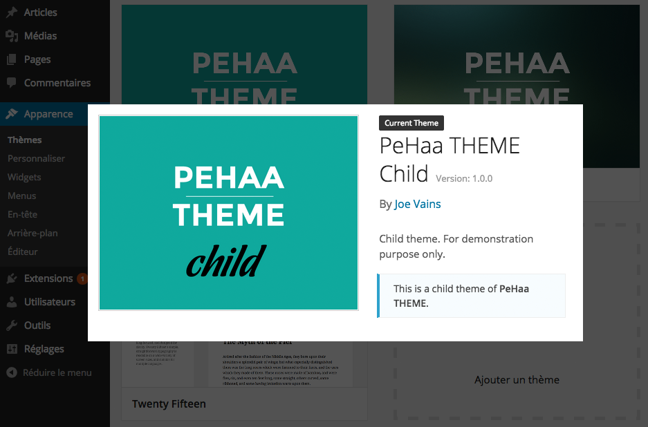 themes.php Theme details view